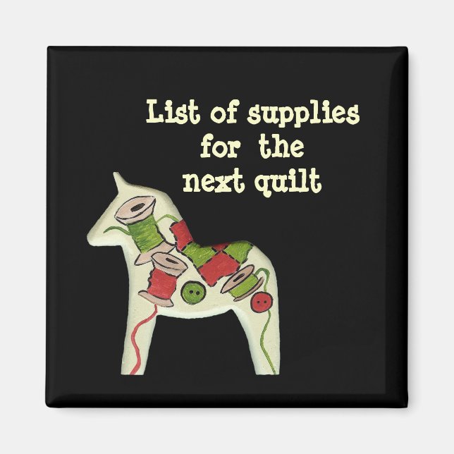 Quilt supplies list magnet (Front)