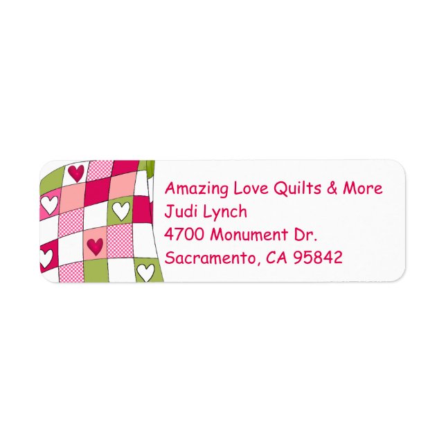 Quilt Themed Return Address Label (Front)