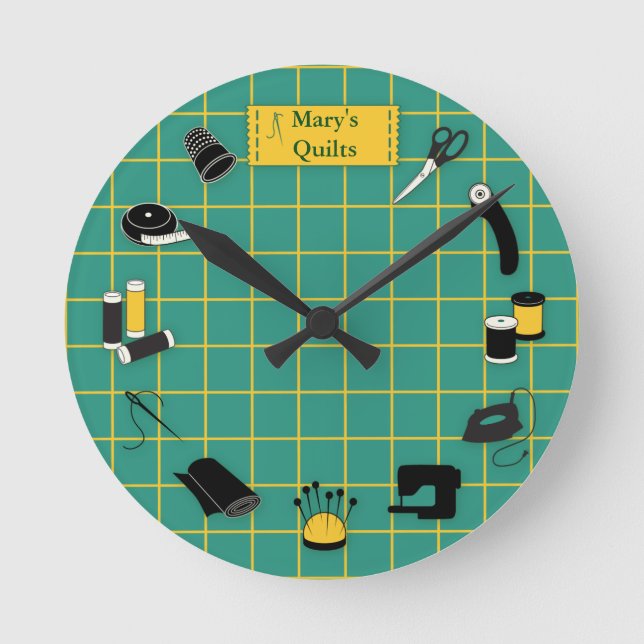 Quilt Time Customise the Label Round Clock (Front)