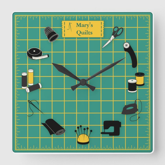 Quilt Time Customise the Label Square Wall Clock (Front)
