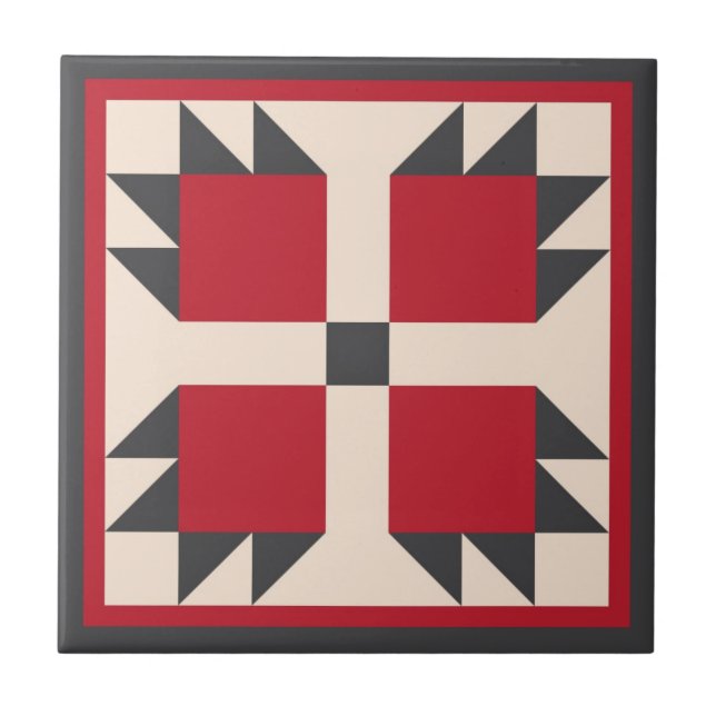 Quilt Trivet – Bearcats Block (black/red ) (Front)