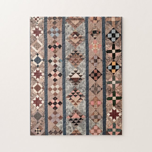 Quilt with geometric shapes jigsaw puzzle (Vertical)