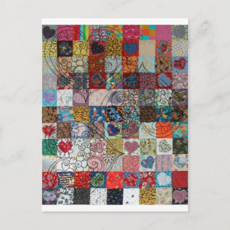 quilt with hearts postcard