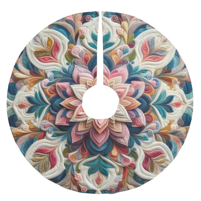 Quilted Abstract Design Brushed Polyester Tree Skirt (Front)