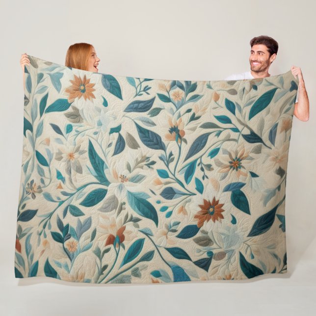 Quilted Abstract Design Fleece Blanket (In Situ)