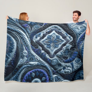 Quilted Abstract Design Fleece Blanket