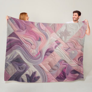 Quilted Abstract Design Fleece Blanket