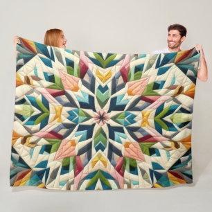 Quilted Abstract Design Fleece Blanket