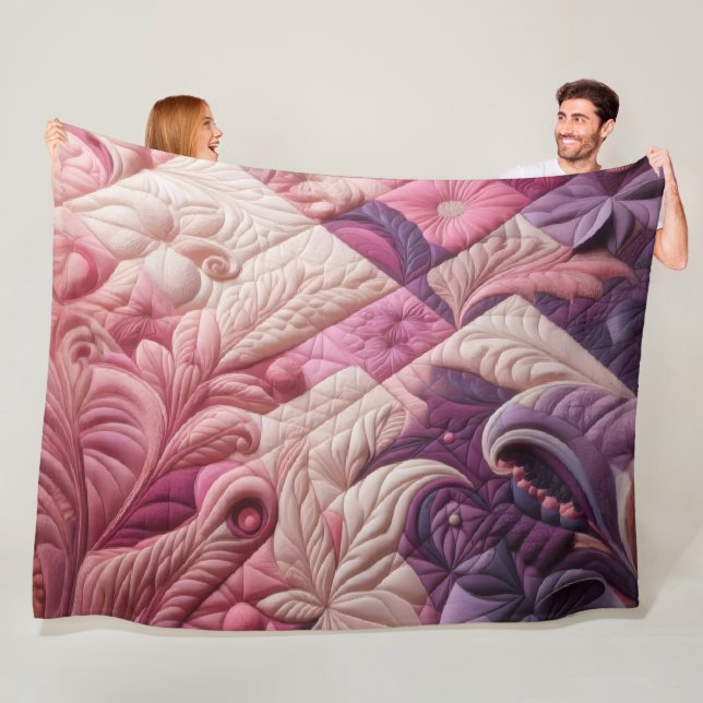 Quilted Abstract Design Fleece Blanket (In Situ)