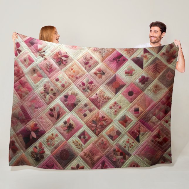 Quilted Abstract Design Fleece Blanket (In Situ)