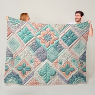 Quilted Abstract Design Fleece Blanket