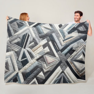 Quilted Abstract Design Fleece Blanket