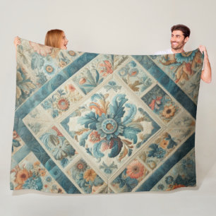 Quilted Abstract Design Fleece Blanket