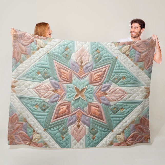 Quilted Abstract Design Fleece Blanket (In Situ)