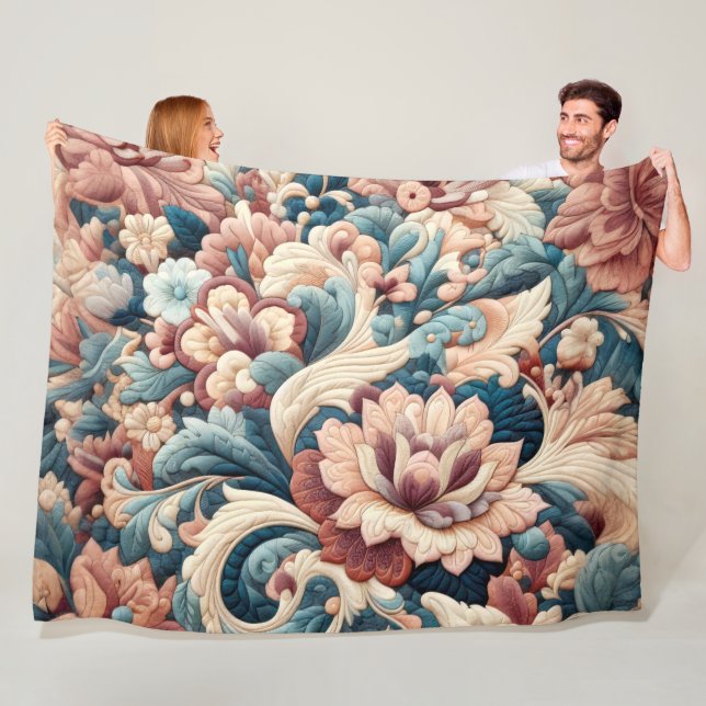 Quilted Abstract Design Fleece Blanket (In Situ)