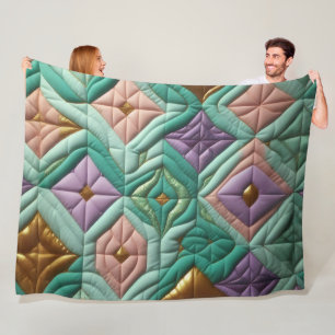 Quilted Abstract Design Fleece Blanket