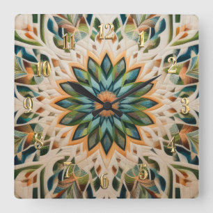 Quilted Abstract Design Square Wall Clock