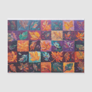 Quilted Autumn Leaves, Fall Farmhouse Pattern Tissue Paper