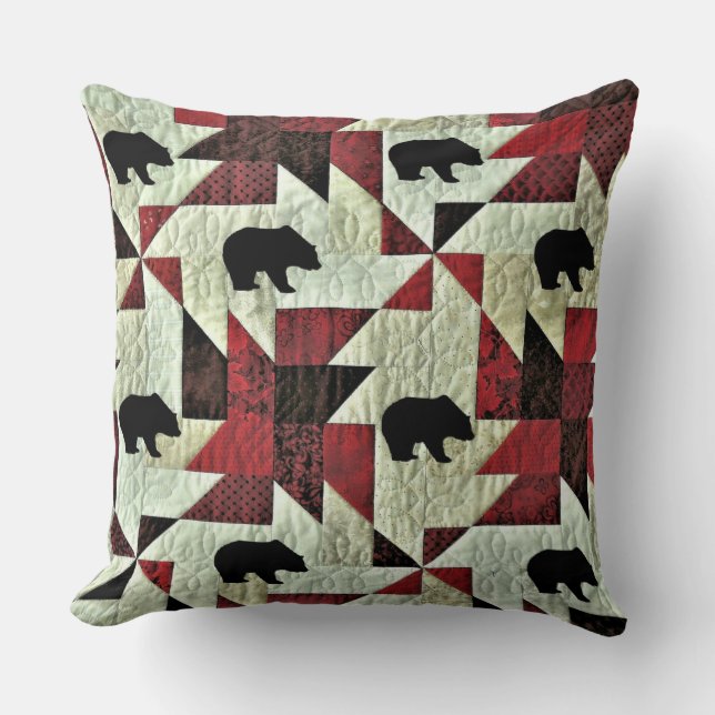 Quilted Black Bear Cushion (Front)