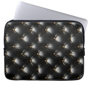 Quilted Black Leather Pattern Laptop Sleeve