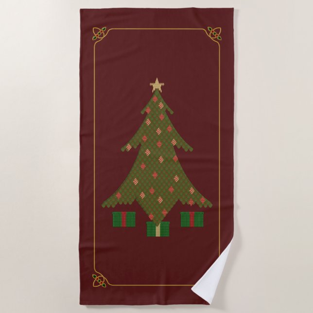 Quilted Christmas Beach Towel (Front)