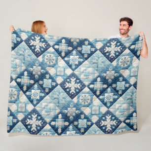 Quilted Christmas Design Fleece Blanket