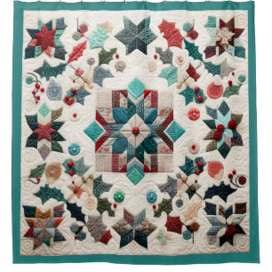 Quilted Christmas Design Shower Curtain