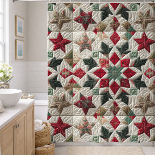 Quilted Christmas Design Shower Curtain