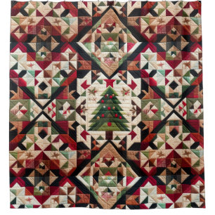 Quilted Christmas Design Shower Curtain