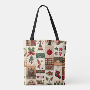 Quilted Christmas Design Tote Bag