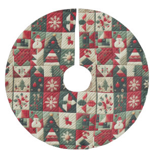 Quilted Christmas Designs Brushed Polyester Tree Skirt