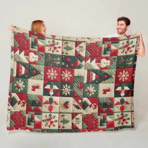 Quilted Christmas Designs Fleece Blanket