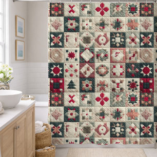 Quilted Christmas Designs Shower Curtain
