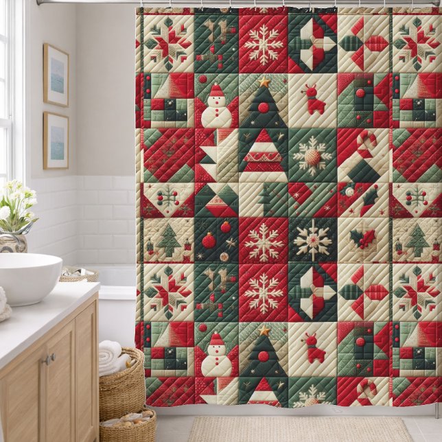 Quilted Christmas Designs Shower Curtain (Creator Uploaded)