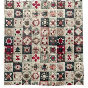 Quilted Christmas Designs Shower Curtain