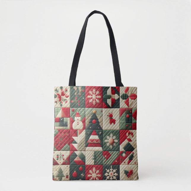Quilted Christmas Designs Tote Bag (Front)
