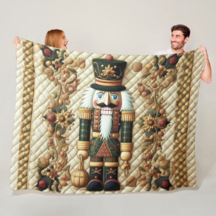 Quilted Christmas Nutcracker Fleece Blanket 