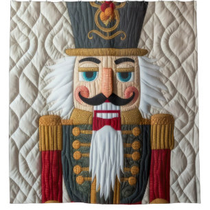 Quilted Christmas Nutcracker Shower Curtain