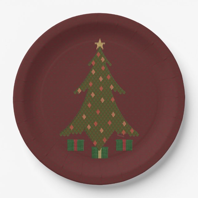 Quilted Christmas Paper Plate (Front)