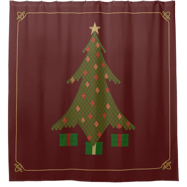 Quilted Christmas Shower Curtain (Front)
