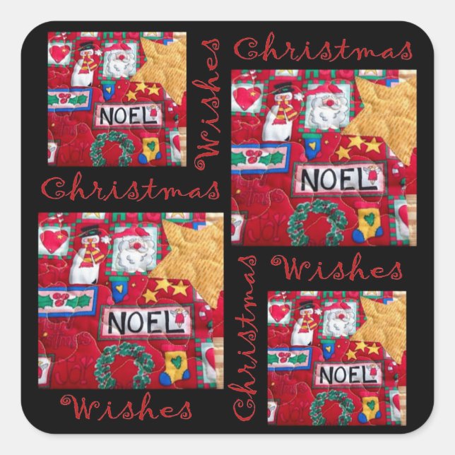Quilted Christmas Wishes Sticker (Front)