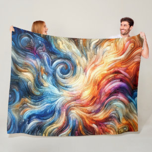 Quilted Colourful Abstract Design Fleece Blanket