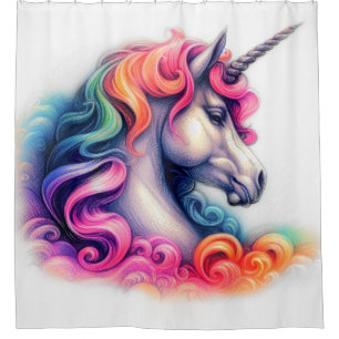 Quilted Colourful Unicorn Shower Curtain
