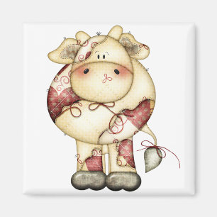 Quilted Country Cow Magnet