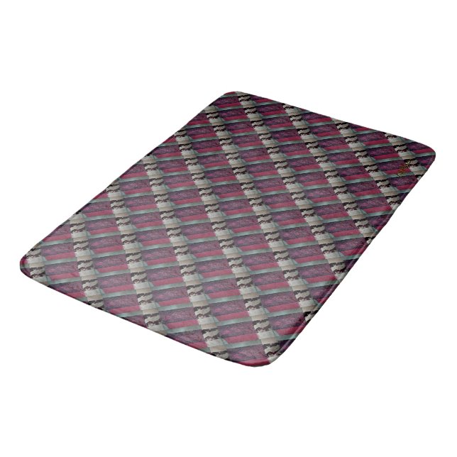 Quilted Cranberry Satin Bath Mat (Angled)