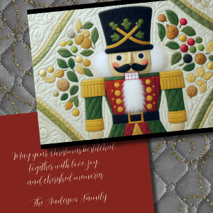 Quilted Design Nutcracker Christmas Holiday Card
