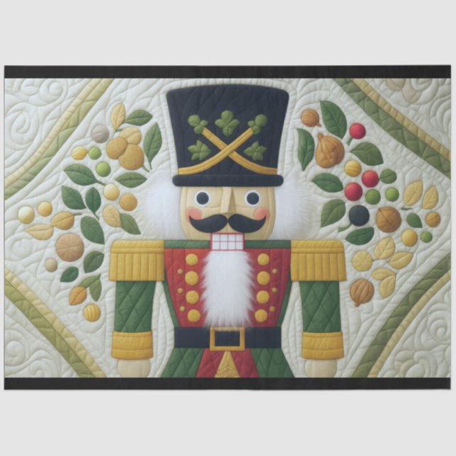 Quilted Design Nutcracker Christmas Tissue Paper (Front)