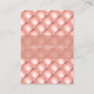 Quilted Diamond Sparkly Rose Gold Pink Luxury Business Card