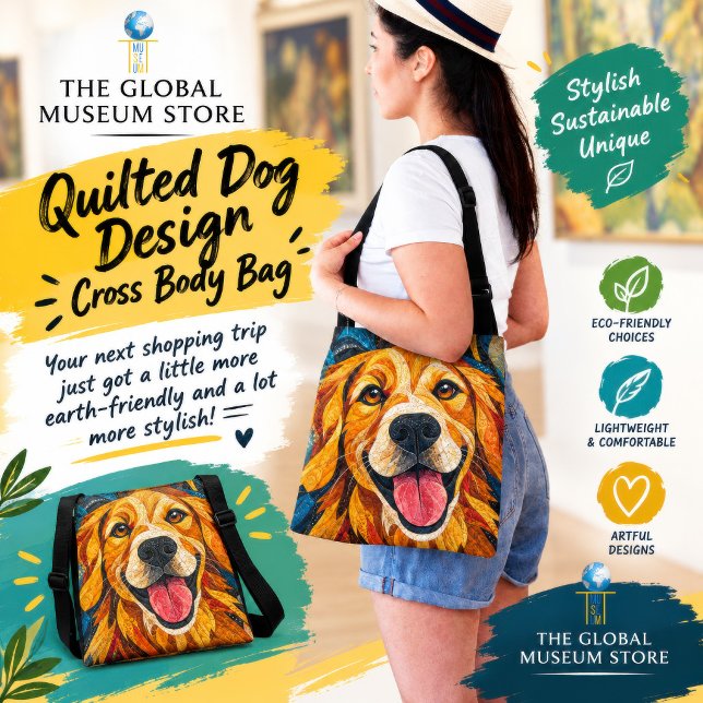 Quilted Dog Pattern Design Cross Body Bag (Quilted Dog Pattern Design Cross Body Bag)