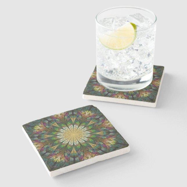 Quilted Flower Stone Coaster (Side)